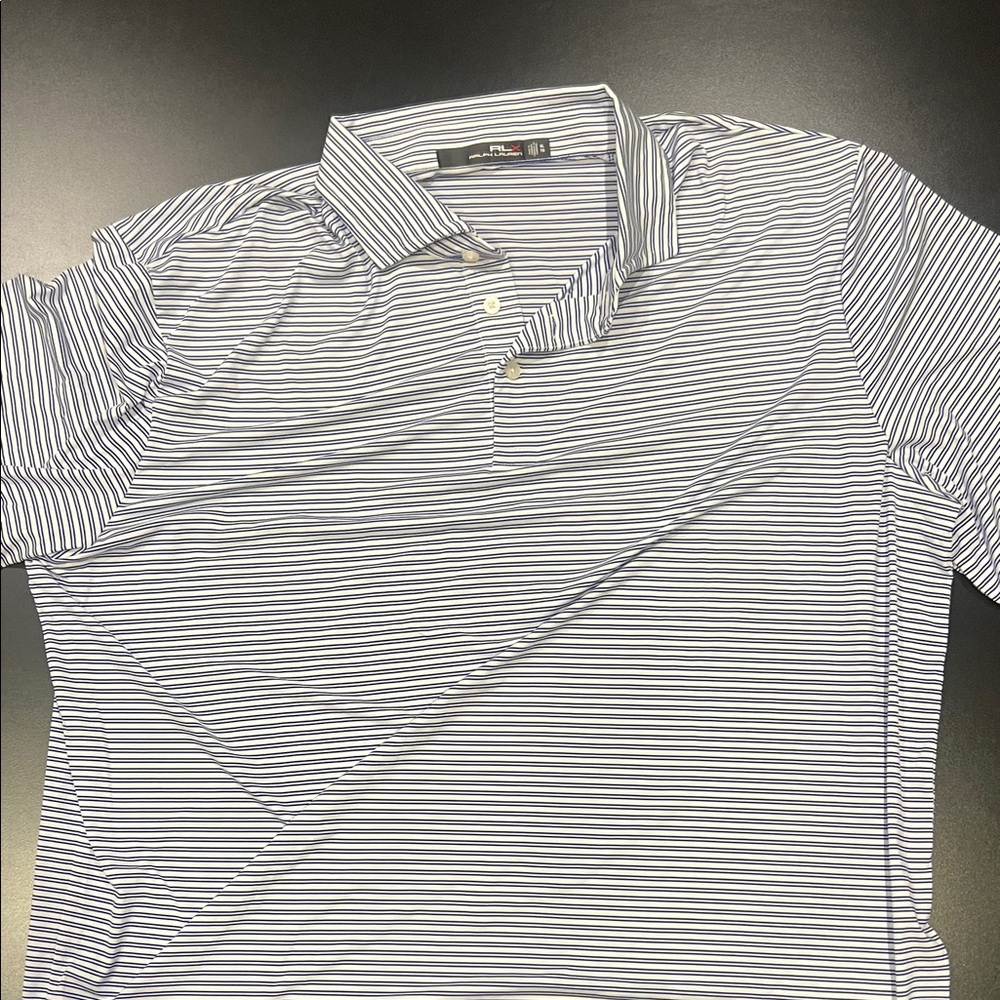 Ralph Lauren RLX Real Men's Striped Polo Shirt - Blue and White